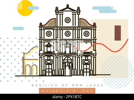 Basilica di Bom Jesus - Goa - Stock Illustration come file EPS 10 Illustrazione Vettoriale