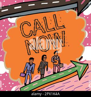 Calligrafia testo Call Now, Internet Concept per contattare immediatamente una persona che utilizza dispositivi di telecomunicazione con precisione Foto Stock