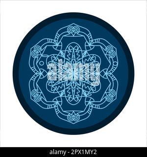 piatto decorativo, vista dall'alto con motivo circolare blu Illustrazione Vettoriale