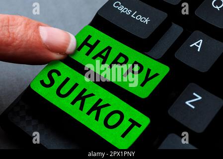 Scrittura visualizzazione testo Happy Sukkot, foto concettuale Irlanda celebrazione verde fascino fortunato e trifaccole Foto Stock