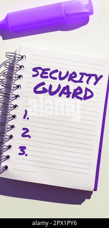 Testo che mostra Inspiration Security Guard, Word per gli strumenti utilizzati per gestire più applicazioni di sicurezza Foto Stock