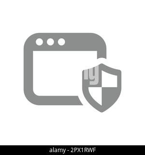 Pagina Web e icona del vettore di riempimento schermo. Sicurezza Internet, simbolo di connessione sicura. Illustrazione Vettoriale