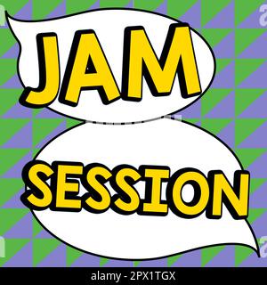 Didascalia di testo Presentazione Jam Session, Business idea improvvisata esecuzione da parte di un gruppo di musicisti Foto Stock