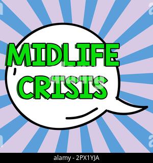 Segno che mostra crisi di Midlife, Business Concept tecnica di sviluppo del software decomponendo un'applicazione Foto Stock