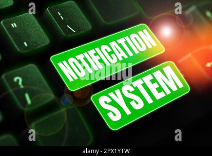 Testo che mostra Inspiration Notification System, Business Concept non dimenticate di essere connessi Social Network Foto Stock