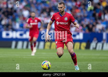 Cornella, Spagna. 30th Apr, 2023. CORNELLA, SPAGNA - APRILE 30: Borja Mayoral durante la partita della Liga tra RCD Espanyol e Getafe CF allo Stadio RCDE il 30 Aprile 2023 a Cornella, Spagna (Credit Image: © Gerard Franco/DAX via ZUMA Press Wire) SOLO PER USO EDITORIALE! Non per USO commerciale! Foto Stock