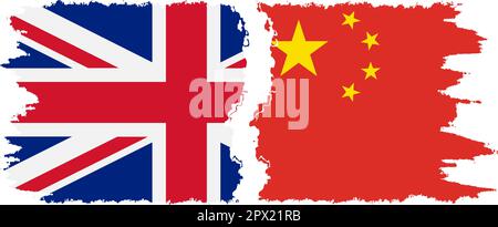 Cina e Regno Unito bandiere grunge connessione, vettore Illustrazione Vettoriale