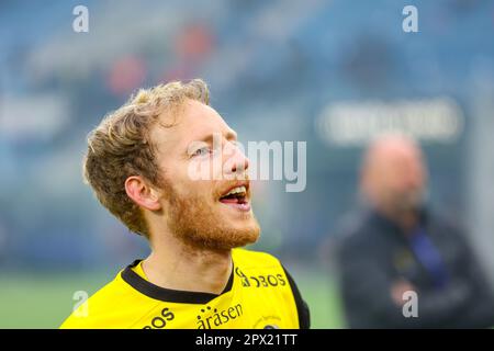 Oslo, Norvegia, 1st maggio 2023. Gjermund Åsen di Lillestrøm ha segnato l'equalizzatore 3-3. Credit: Frode Arnesen/Alamy Live News Foto Stock