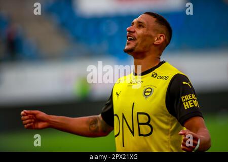 Oslo, Norvegia, 1st maggio 2023. Ruben Gabrielsen di Lillestrøm festeggia. Credit: Frode Arnesen/Alamy Live News Foto Stock