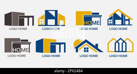 Lettera con icona Casa e edificio per Architech Construction Home Repair Business Logo Template Illustrazione Vettoriale