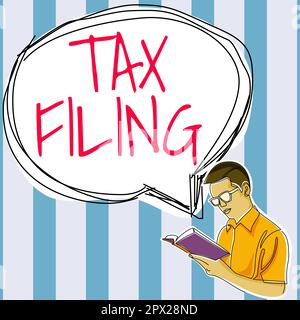 Didascalia di testo che presenta l'archiviazione fiscale, concetto del Internet che presenta i documenti archiviati con le informazioni finanziarie del contribuente Foto Stock