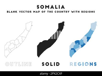 Mappa della Somalia. Frontiere della Somalia per la vostra infografica. Forma del paese vettoriale. Illustrazione vettoriale. Illustrazione Vettoriale