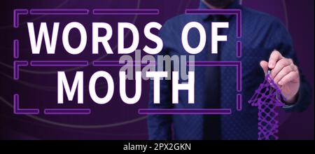 Segno di testo che mostra parole di bocca, foto concettuale semplice dichiarazione può aiutare a guarire male o danneggiare qualcuno Foto Stock