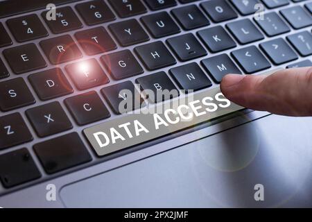 Ispirazione che mostra Sign Data Access, concetto Internet capacità dell'utente di accedere ai dati memorizzati in un database Foto Stock