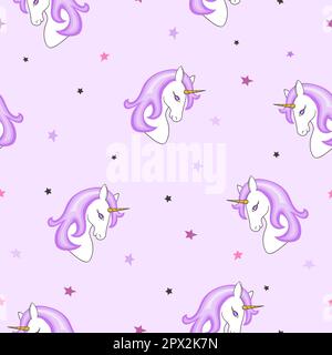 Motivo unicorns carino senza cuciture. Illustrazione magica vettoriale per il design dei bambini. Illustrazione Vettoriale