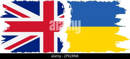 Collegamento bandiere grunge Ucraina e Regno Unito, vettore Illustrazione Vettoriale