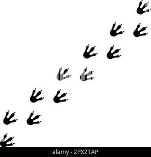 Linea Dragon footprint. Stampe di zampa di dinosauro disegnate a mano. Silhouette Dragon Foot. Dino carino struttura sentiero. Illustrazione vettoriale isolata su bianco Illustrazione Vettoriale