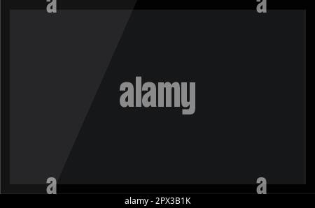 Schermo TV realistico. Pannello LCD moderno ed elegante, tipo LED. Grande schermo del monitor del computer mock-up. Modello televisivo vuoto. Elemento grafico di progettazione per Illustrazione Vettoriale