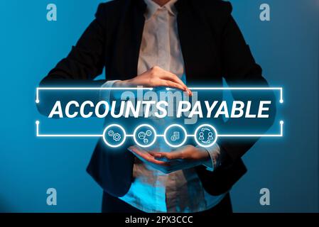 Didascalia concettuale Accounts Payable, Word for money dovuto da un'azienda ai suoi fornitori come una responsabilità Foto Stock