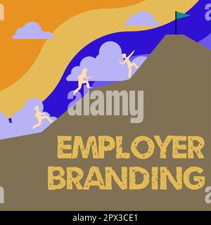 Firma di scrittura della mano Marchiatura del datore di lavoro, parola scritta sul processo di promozione di una reputazione di costruzione dell'azienda Foto Stock