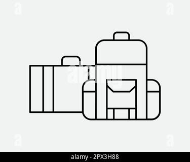 Icona linea sottile bagagliaio. Borsa da viaggio simbolo lineare. Cartello del carrello con maniglia portatile per le vacanze da viaggio. Illustrazione grafica vettoriale Clipart Cricu Illustrazione Vettoriale