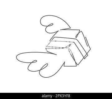 Consegna di un disegno di linea su sfondo bianco Illustrazione Vettoriale