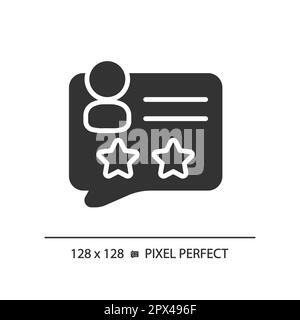 Voto utenti icona pixel Perfect black glyph Illustrazione Vettoriale