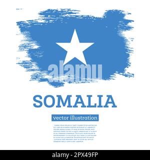 Bandiera della Somalia con tratti di pennello. Illustrazione vettoriale. Giornata dell'indipendenza. Illustrazione Vettoriale