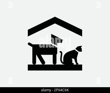 Icona di riparo animale. Cani gatti gatti gatto Rescue House Home simbolo di sicurezza. Animali da interno imbarco Breeding Sign Vector Graphic Illustration Clipart Cricut Illustrazione Vettoriale