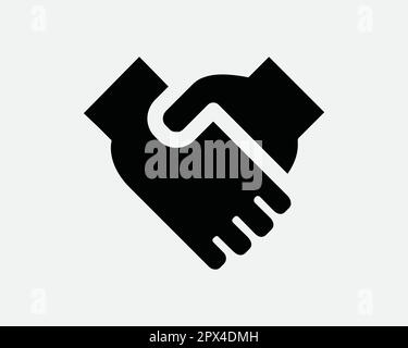 Handshake Hand Shake Agreement Partnership Business Deal Contract Meeting Greeting in bianco e nero icona Firma simbolo grafico vettoriale clipart Illustratio Illustrazione Vettoriale