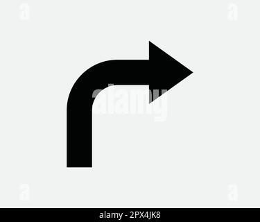 Svolta a destra in direzione del semaforo. Simbolo di navigazione in direzione del puntatore. Icona Truning forma strada Figura vettoriale Clipart Cricut Illustrazione Vettoriale