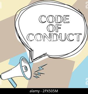 Firma che mostra il Codice di condotta, concetto che significa regole etiche codici morali principi etici rispetto dei valori Foto Stock