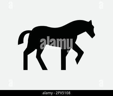 Cavallo icona. Pony Animal Wild Wildlife Farm Equestrian Sport Silhouette Shape Gallop icona segno simbolo Illustrazione grafico Clipart Vector Cricu Illustrazione Vettoriale