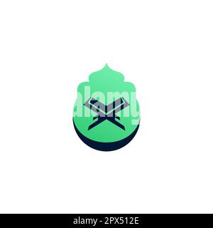 Logo islamic quran, icona moderna di colore verde, simbolo tahfidz quran. Illustrazione Vettoriale