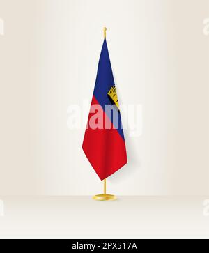 Bandiera del Liechtenstein su uno stand. Illustrazione vettoriale. Illustrazione Vettoriale