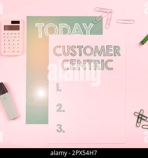 Testo che mostra ispirazione incentrato sul cliente, Word per il processo di cura dei clienti per garantire il loro piacere Foto Stock