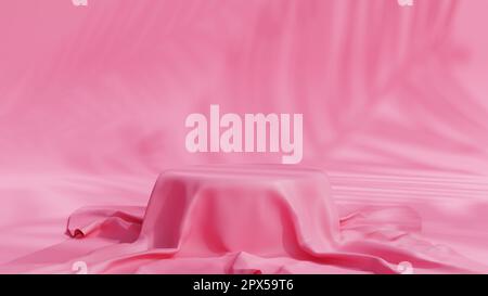 podio di prodotti di bellezza rosa premium per la vetrina di prodotti di moda e bellezza 3d rendering illustrazione, minimalista 3d illustrazione sfondo per cosmetici Foto Stock