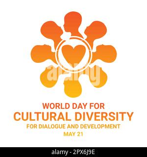 Giornata Mondiale per la diversità Culturale per il dialogo e lo sviluppo. Maggio 21. Concetto di vacanza. Modello per sfondo, banner, scheda, poster Illustrazione Vettoriale