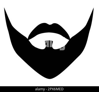 Coda di rondine con moustache barba uomo illustrazione baffi viso capelli. Set collezione barbiere piatto modello moda Vector nero maschio. Elegante contorno isolato su sfondo bianco. Illustrazione Vettoriale