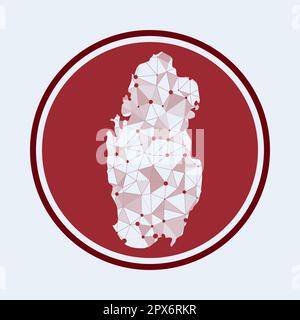 Icona del Qatar. Logo tecnologico alla moda del paese. Design rotondo con mesh geometrica. Tecnologia, Internet, rete, concetto di telecomunicazione. Illustrazione Vettoriale