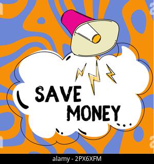 Didascalia di testo che presenta Salva soldi, Word per immagazzinare alcuni dei vostri contanti ogni mese per usarli qualche volta più successivamente Foto Stock