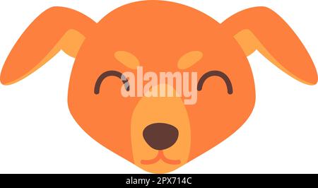 Cute red mongrel cane faccia in stile cartone animato piatto Illustrazione Vettoriale