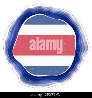 Bandiera del Costa Rica in cornice. Distintivo del paese. Segno circolare stratificato intorno alla bandiera del Costa Rica. Illustrazione vettoriale moderna. Illustrazione Vettoriale