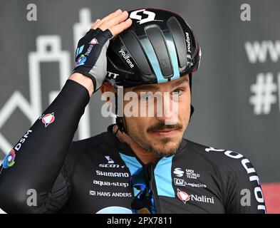 Eschborn, Germania. 01st maggio, 2023. Ciclismo: UCI WorldTour - Eschborn-Francoforte, (203,80 km), uomini. John Degenkolb del Team DSM alla presentazione del pilota. Credit: Arne Dedert/dpa/Alamy Live News Foto Stock