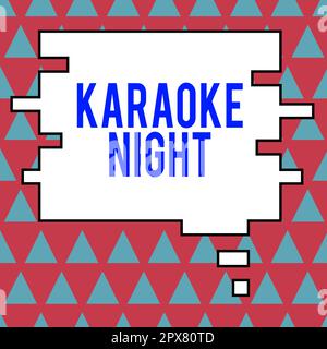 Didascalia testo Presentazione Karaoke Night, Internet Concept intrattenimento cantare insieme musica strumentale suonata da una macchina Foto Stock