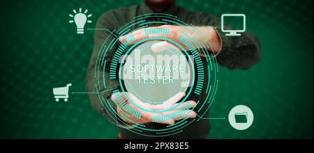 Handwriting text Software Tester, Business idea implementata per proteggere il software da attacchi dannosi Foto Stock