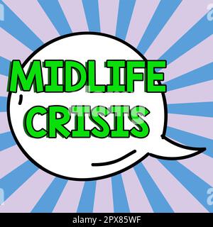 Segno che mostra crisi di Midlife, Business Concept tecnica di sviluppo del software decomponendo un'applicazione Foto Stock