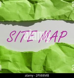 Visualizzazione dei segnali Mappa del sito, concetto Internet progettato per aiutare sia gli utenti che i motori di ricerca a navigare nel sito Foto Stock