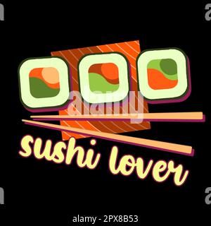 Logo sushi.Sushi Lover sfondo nero. Foto Stock