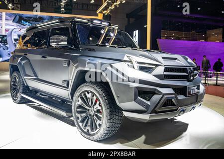 Lorinser versione M800 del SUV elettrico Mengshi M-Hero 917 di Dongfeng in mostra al Salone dell'Auto di Shanghai del 2023. Foto Stock